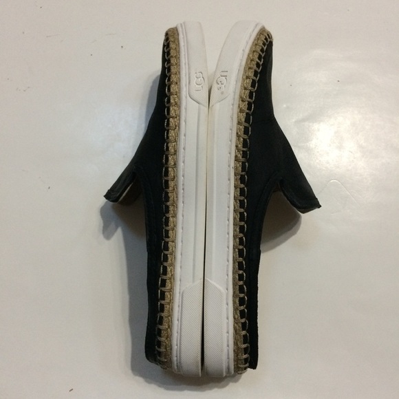 UGG Caleel Black Leather Espadrille Sneakers - Picture 4 of 15